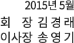 2015년 5월. 회장 김경래, 이사장 송영기
